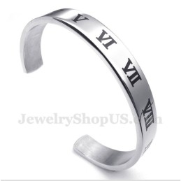 Pulseira Masculina De Titânio Com Algarismos Romanos