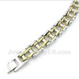 Pulseira Masculina De Titânio E Ouro