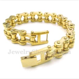Pulseira De Corrente De Bicicleta De Ouro E Titânio Masculina