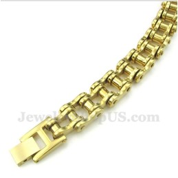 Pulseira De Corrente De Bicicleta De Ouro E Titânio Masculina