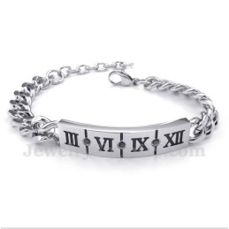 Pulseira Masculina De Titânio Com Algarismos Romanos E Diamantes