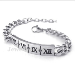Pulseira Masculina De Titânio Com Algarismos Romanos E Diamantes