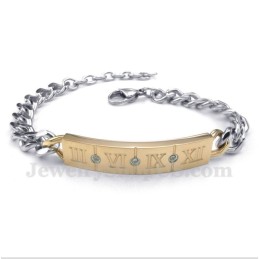 Pulseira Masculina De Titânio Com Algarismos Romanos E Diamantes