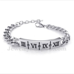 Pulseira De Casal De Diamantes Com Algarismos Romanos De Titânio (Um Par)