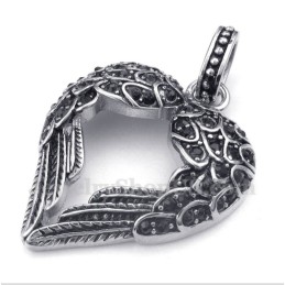 Pingente De Pena De Diamante De Titânio Masculino Com Corrente Grátis