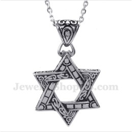 Pingente Masculino De Estrela De Davi Em Titânio Com Corrente Grátis