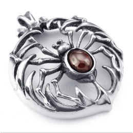Pingente De Aranha De Diamante Vermelho De Titânio Masculino Com Corrente Grátis