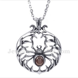 Pingente De Aranha De Diamante Vermelho De Titânio Masculino Com Corrente Grátis