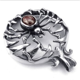 Pingente De Aranha De Diamante Vermelho De Titânio Masculino Com Corrente Grátis