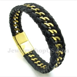 Pulseira Masculina De Couro De Titânio