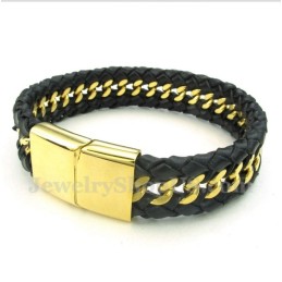 Pulseira Masculina De Couro De Titânio