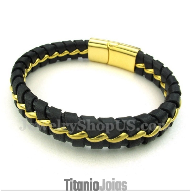 Pulseira Masculina De Couro De Titânio Pulseira Masculina De Couro De Titânio