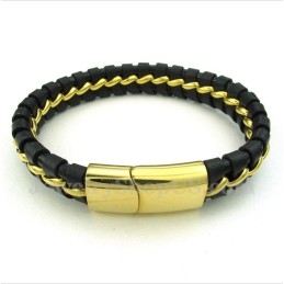 Pulseira Masculina De Couro De Titânio