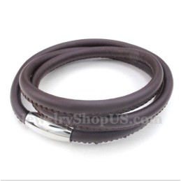 Pulseira Masculina De Couro De Titânio