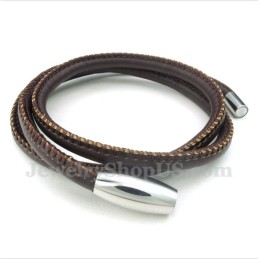 Pulseira Masculina De Couro De Titânio