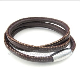 Pulseira Masculina De Couro De Titânio
