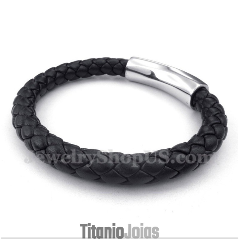Pulseira Masculina De Couro De Titânio Pulseira Masculina De Couro De Titânio