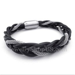 Pulseira Masculina De Couro De Titânio