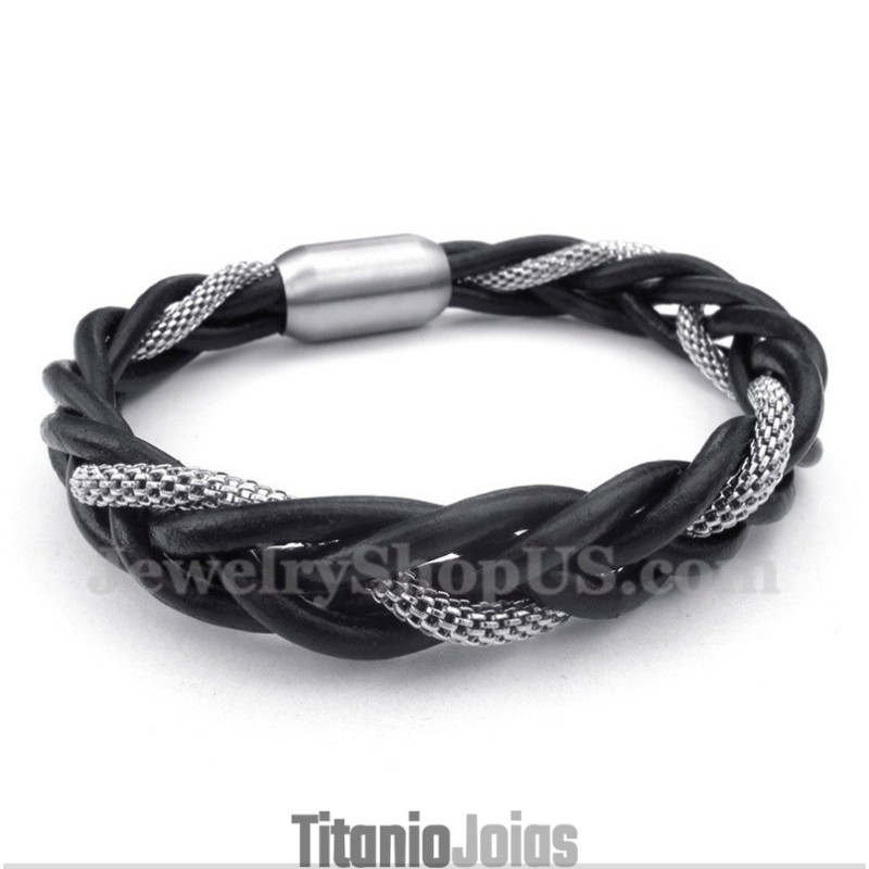 Pulseira Masculina De Couro De Titânio Pulseira Masculina De Couro De Titânio