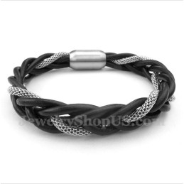 Pulseira Masculina De Couro De Titânio