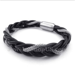 Pulseira Masculina De Couro De Titânio