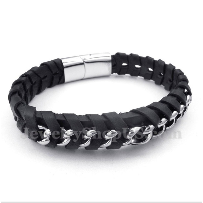 Pulseira Masculina De Couro De Titânio Pulseira Masculina De Couro De Titânio