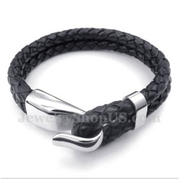 Pulseira Masculina De Couro E Titânio
