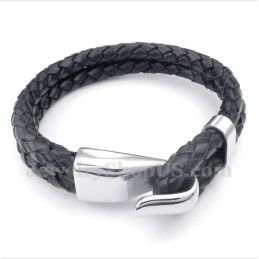 Pulseira Masculina De Couro E Titânio