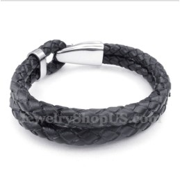 Pulseira Masculina De Couro E Titânio