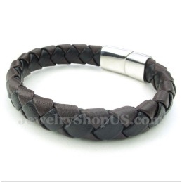 Pulseira Masculina De Couro E Titânio