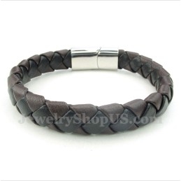 Pulseira Masculina De Couro E Titânio