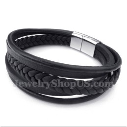 Pulseira Masculina De Couro E Titânio