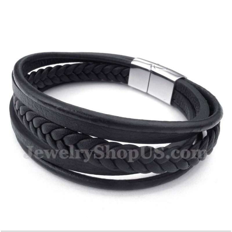Pulseira Masculina De Couro E Titânio Pulseira Masculina De Couro E Titânio