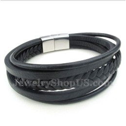Pulseira Masculina De Couro E Titânio