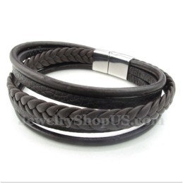 Pulseira Masculina De Couro E Titânio