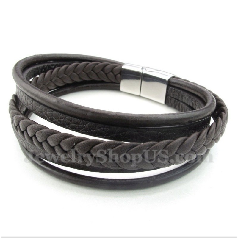 Pulseira Masculina De Couro E Titânio Pulseira Masculina De Couro E Titânio