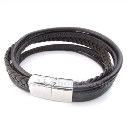 Pulseira Masculina De Couro E Titânio