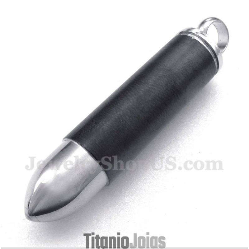 Pingente De Bala Preta De Titânio Masculino Com Corrente Grátis Pingente De Bala Preta De Titânio Masculino Com Corrente Grátis