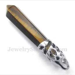 Pingente De Prisma Hexagonal Com Pedras Preciosas De Olho De Tigre Masculino Com Corrente Grátis