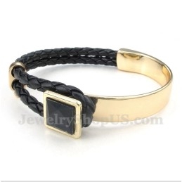 Pulseira Masculina De Couro E Titânio