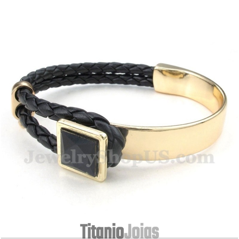 Pulseira Masculina De Couro E Titânio Pulseira Masculina De Couro E Titânio