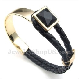 Pulseira Masculina De Couro E Titânio