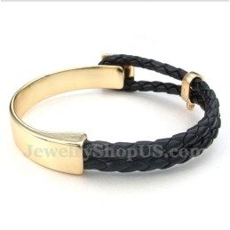 Pulseira Masculina De Couro E Titânio