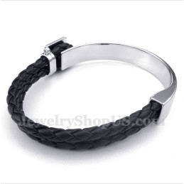 Pulseira Masculina De Couro E Titânio