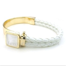 Pulseira Masculina De Couro E Titânio