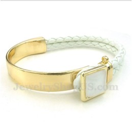 Pulseira Masculina De Couro E Titânio