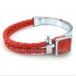 Pulseira Masculina De Couro E Titânio