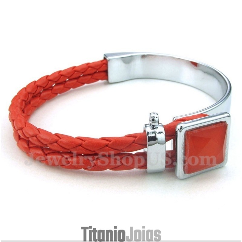 Pulseira Masculina De Couro E Titânio Pulseira Masculina De Couro E Titânio