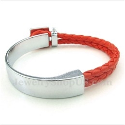 Pulseira Masculina De Couro E Titânio