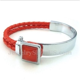Pulseira Masculina De Couro E Titânio